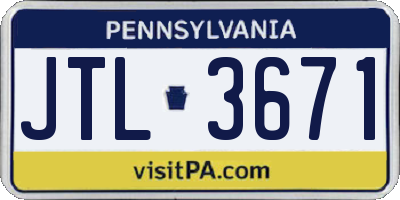PA license plate JTL3671