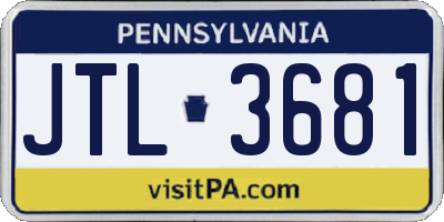 PA license plate JTL3681