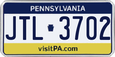 PA license plate JTL3702