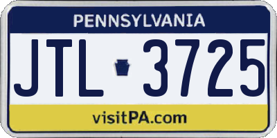 PA license plate JTL3725
