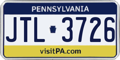 PA license plate JTL3726