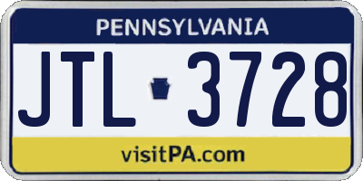 PA license plate JTL3728