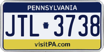 PA license plate JTL3738