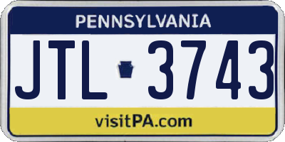 PA license plate JTL3743
