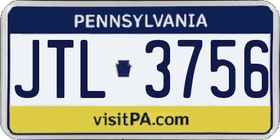 PA license plate JTL3756