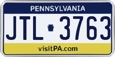 PA license plate JTL3763