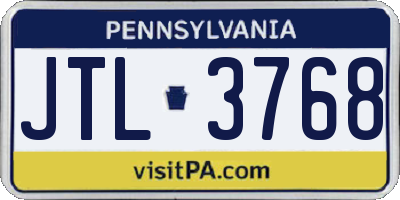 PA license plate JTL3768