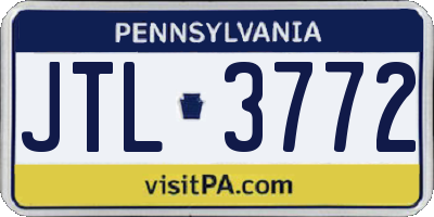 PA license plate JTL3772