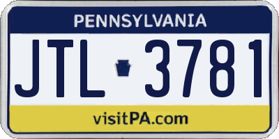 PA license plate JTL3781