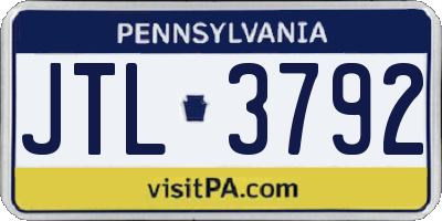 PA license plate JTL3792