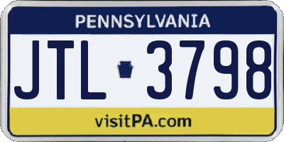 PA license plate JTL3798