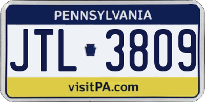 PA license plate JTL3809