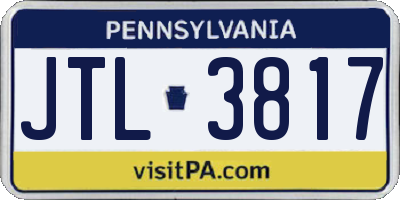 PA license plate JTL3817