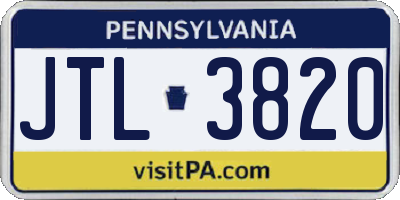 PA license plate JTL3820