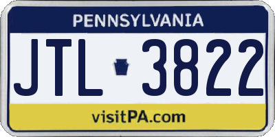 PA license plate JTL3822