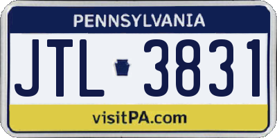 PA license plate JTL3831