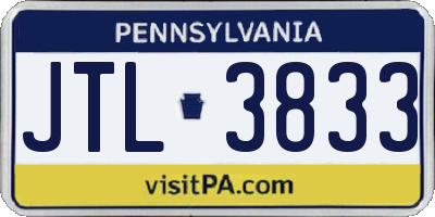 PA license plate JTL3833