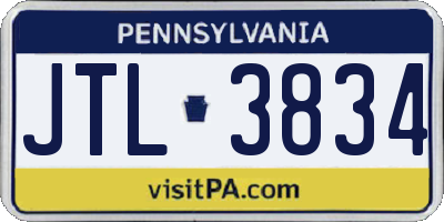 PA license plate JTL3834