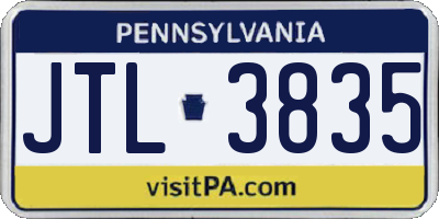 PA license plate JTL3835