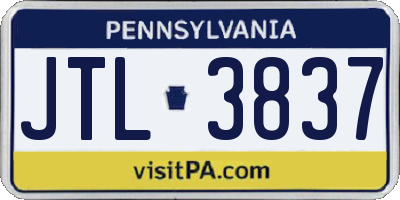 PA license plate JTL3837