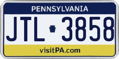 PA license plate JTL3858