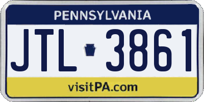 PA license plate JTL3861