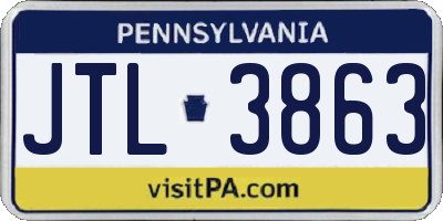 PA license plate JTL3863