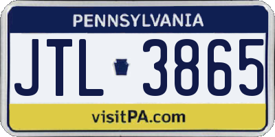 PA license plate JTL3865