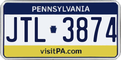 PA license plate JTL3874