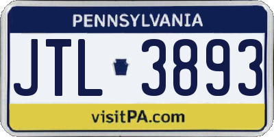 PA license plate JTL3893