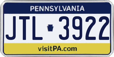PA license plate JTL3922