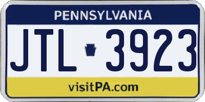 PA license plate JTL3923