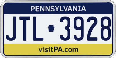 PA license plate JTL3928