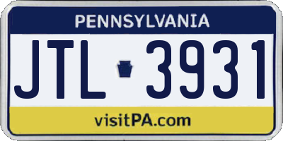 PA license plate JTL3931
