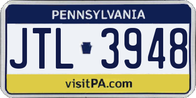PA license plate JTL3948