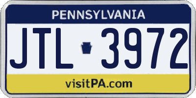 PA license plate JTL3972