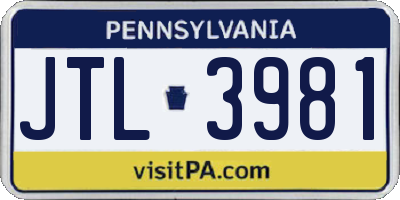 PA license plate JTL3981