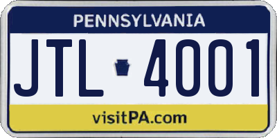 PA license plate JTL4001