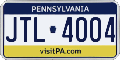 PA license plate JTL4004