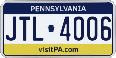 PA license plate JTL4006