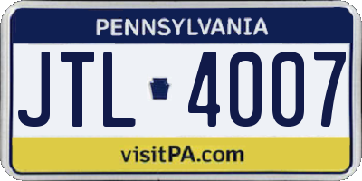 PA license plate JTL4007