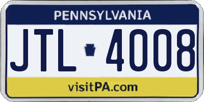 PA license plate JTL4008