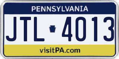 PA license plate JTL4013