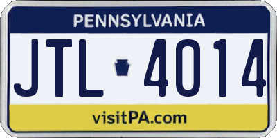 PA license plate JTL4014