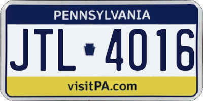PA license plate JTL4016