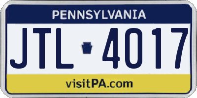 PA license plate JTL4017
