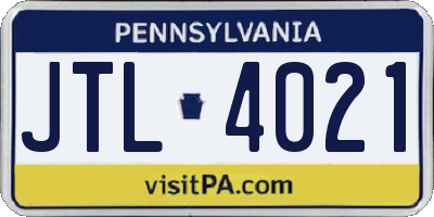 PA license plate JTL4021