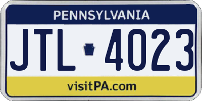 PA license plate JTL4023