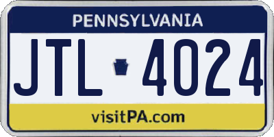 PA license plate JTL4024