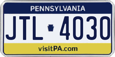 PA license plate JTL4030